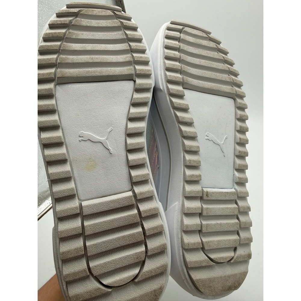 Puma Mayze Mid Sneakers Womens 9.5 White Excellent Iridescent Platform 385414-01 - Picture 4 of 8